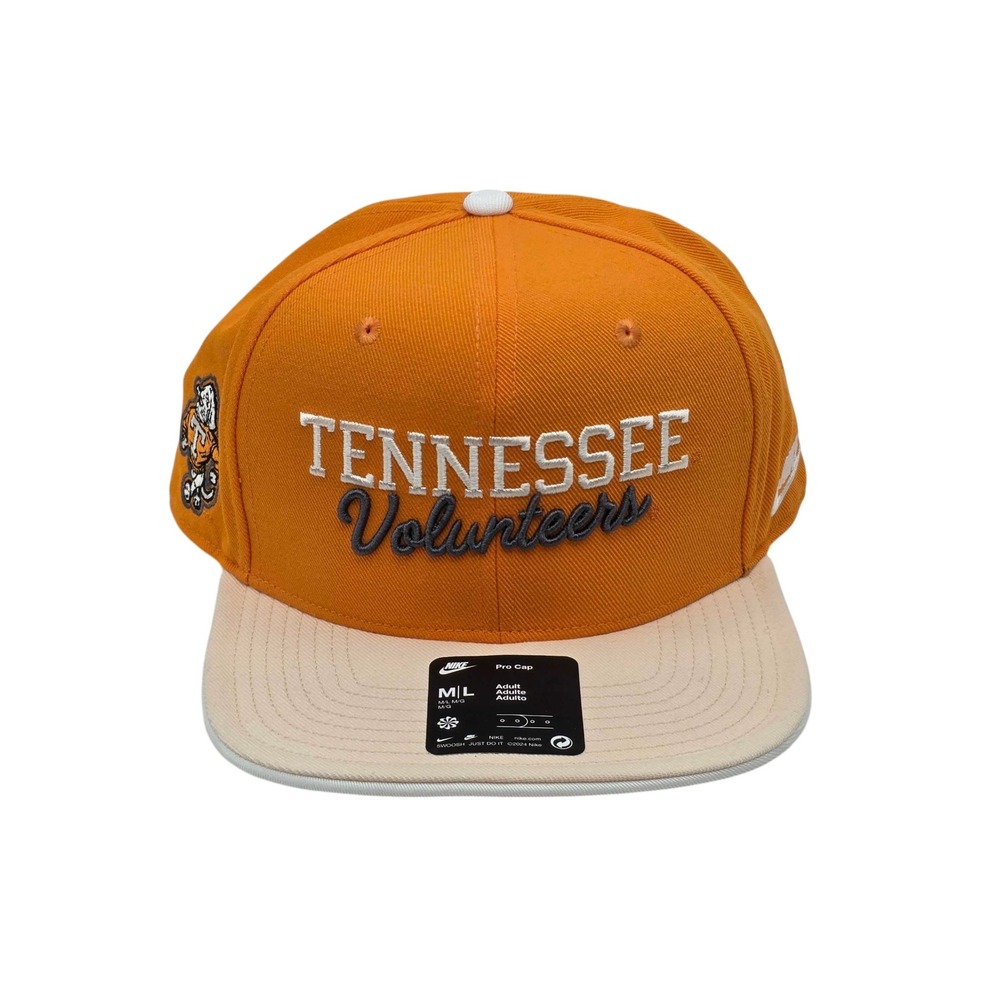 Nike Tennessee Volunteers Pro Legacy Script Snapback Hat Orange Cream Sz M/L NWT